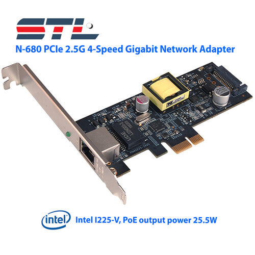 STL N-680 Adaptador PCIe de Red 1 Puerto 2.5G PoE+ Intel I225-V