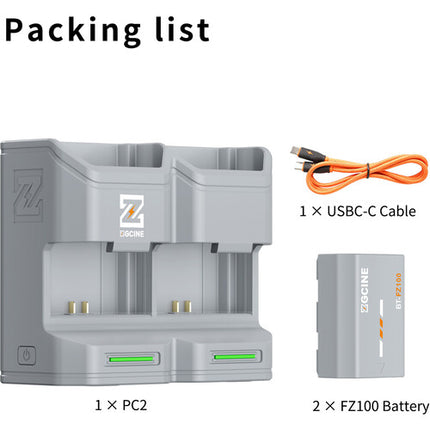 ZGCINE Estuche de Carga Portátil con 2 Baterías NP-FZ100 2600mAh Gris