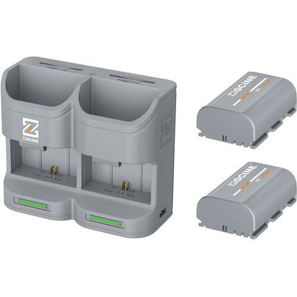 ZGCINE Estuche de Carga de Viaje Kit con 2 Baterías LP-E6P 2600mAh para Canon EOS R5 Mark II y R6 Mark III Gris