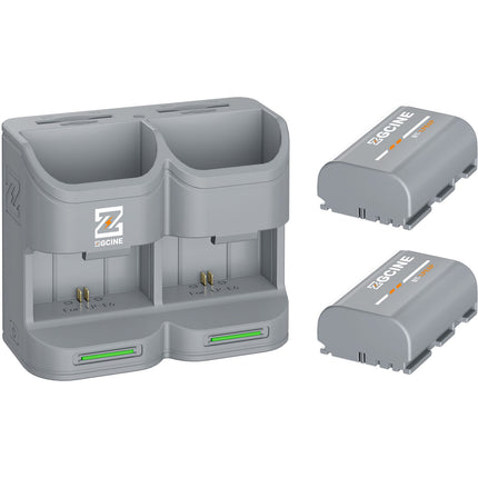 ZGCINE Estuche de Carga de Viaje Kit con 2 Baterías LP-E6P 2600mAh para Canon EOS R5 Mark II y R6 Mark III Gris
