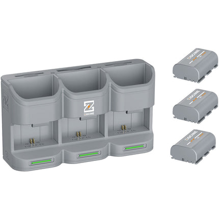 ZGCINE Kit de Carga Portátil con 3 Baterías LP-E6P 2600mAh para Canon EOS R5 Mark II y R6 Mark III Gris