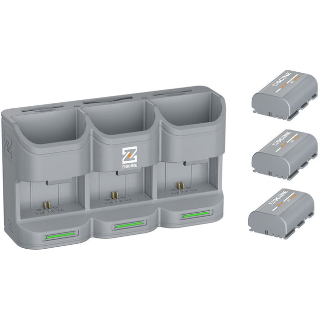 ZGCINE Kit de Carga Portátil con 3 Baterías LP-E6P 2600mAh para Canon EOS R5 Mark II y R6 Mark III Gris