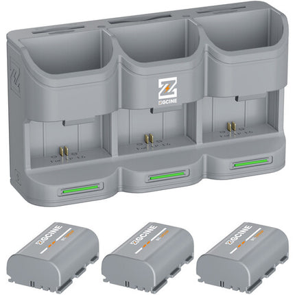 ZGCINE Kit de Carga Portátil con 3 Baterías LP-E6P 2600mAh para Canon EOS R5 Mark II y R6 Mark III Gris