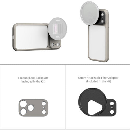 SmallRig Bumper Case para iPhone 17 Pro Gris con Adaptador de Filtro 67mm