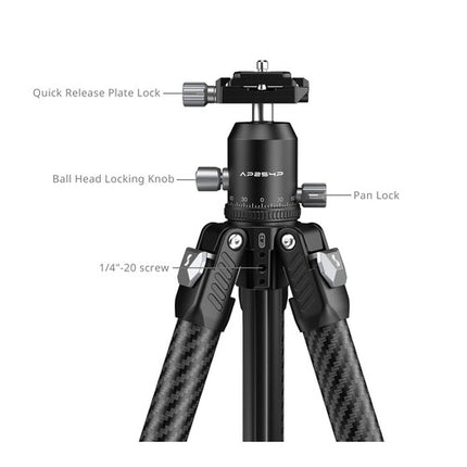 SmallRig 5866 Trípode Fotográfico Portátil Fibra Carbono 62.2" 33 lb con Soporte para Teléfono y Bolsa