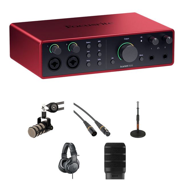 Focusrite Scarlett 16i16 USB-C Interface Audio/MIDI 24-Bit 192kHz Kit Podcast Unipersonal