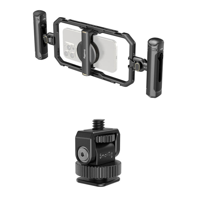 SmallRig Kit de Video Todo en Uno con Adaptador Mini Cold Shoe 1/4''-20 para Smartphones 2.5 a 3.5" Quick Basic Edition