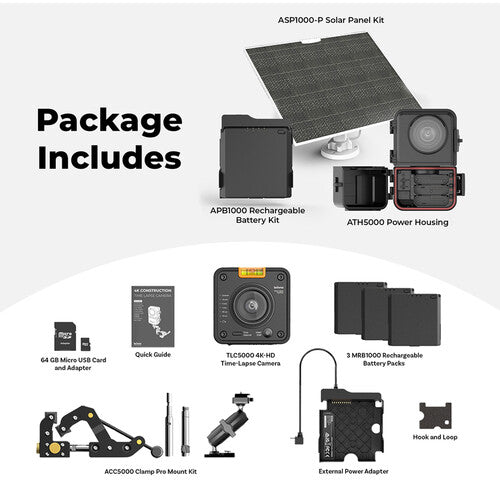 Brinno BCC5000 Cámara Exterior Time-Lapse 4K 120° Kit Panel Solar y Batería