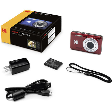 Kodak PIXPRO FZ55 Cámara digital 16MP Zoom óptico 5x pantalla LCD 2.7" roja