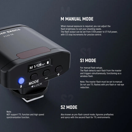 Neewer BASICS Z120 SE Flash Mini para Cámara con Batería USB-C y Difusor