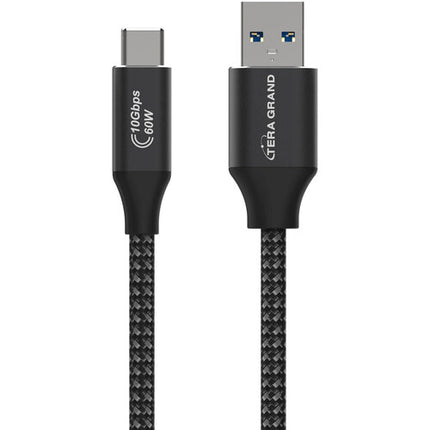 Tera Grand Cable USB-C a USB-A trenzado 6 pies 60W 10Gbps negro