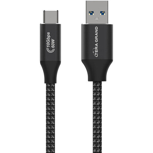 Tera Grand Cable USB-C a USB-A trenzado 6 pies 60W 10Gbps negro