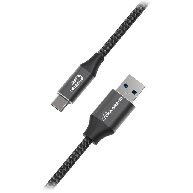 Tera Grand Cable USB-C a USB-A trenzado 6 pies 60W 10Gbps negro