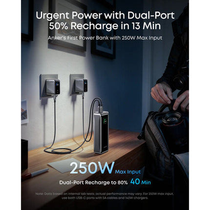 Anker Prime Power Bank 26250mAh 300W batería externa negra con pantalla inteligente