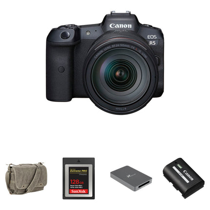 Canon EOS R5 Cámara sin Espejo 45MP con Lente 24-105mm y Kit Essentials+