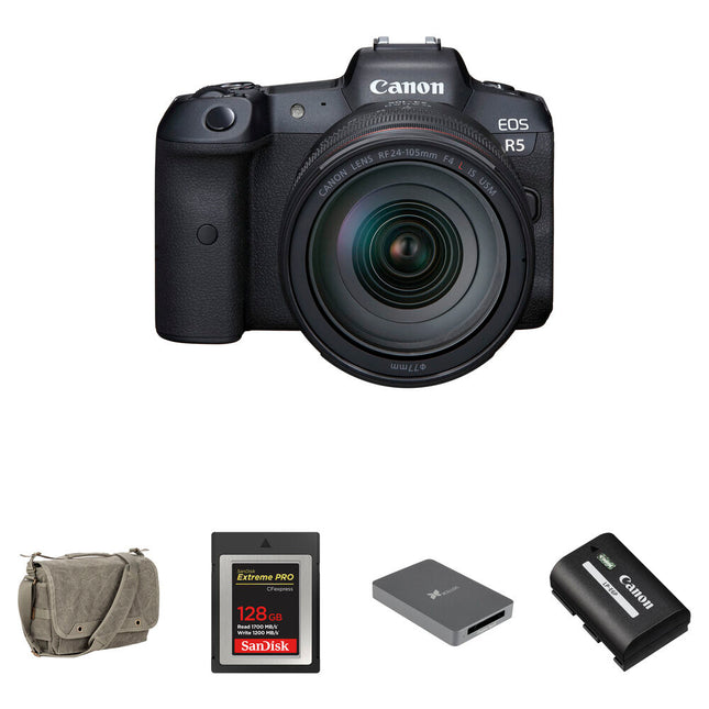 Canon EOS R5 Cámara sin Espejo 45MP con Lente 24-105mm y Kit Essentials+