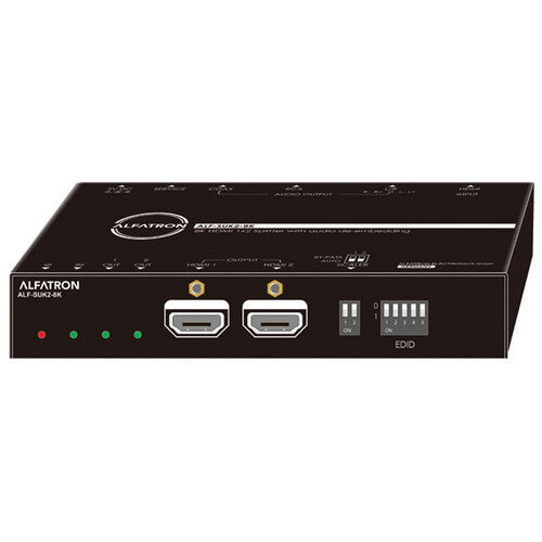 Alfatron 1x2 HDMI Splitter 8K60 con Downscaling y Audio De-Embedding 40 Gb/s HDCP 2.3