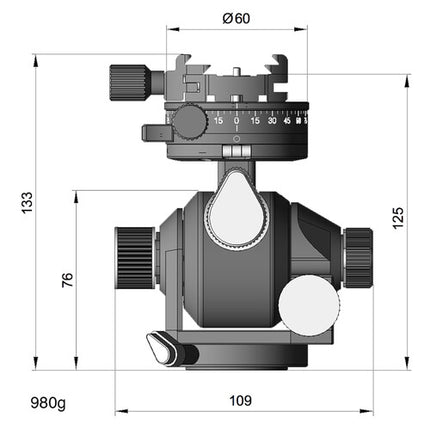 Arca-Swiss d4 Cabezal de Trípode Geared Pan 66 lb Capacidad 5.3" Alto