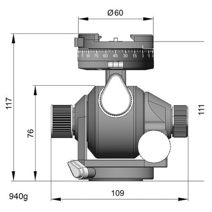 Arca-Swiss d4 Cabezal de Trípode Geared Capacidad 75 lb Altura 4.3"