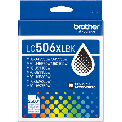 Brother LC506 Cartucho de Tinta Negro Alto Rendimiento 2500 Páginas para Impresoras INKvestment
