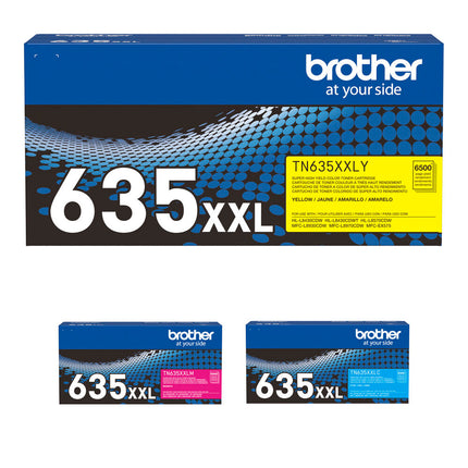 Brother TN635XXL Kit Cartuchos de Tóner Cian Magenta Amarillo 7500 Páginas