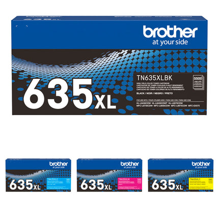 Brother TN635XL Kit de Cartuchos de Tóner de Alto Rendimiento 5500 Páginas Negro Azul Magenta Amarillo