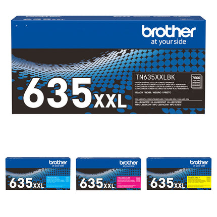 Brother TN635XXL Kit Cartuchos Toner Color Negro 7500 Paginas Cyan Magenta Amarillo 6500 Paginas