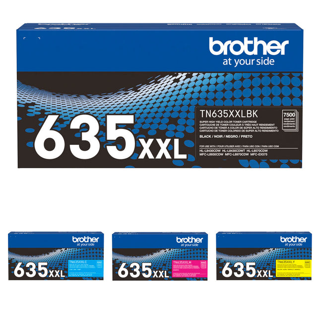 Brother TN635XXL Kit Cartuchos Toner Color Negro 7500 Paginas Cyan Magenta Amarillo 6500 Paginas