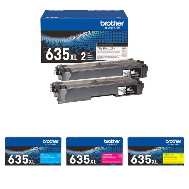 Brother TN635XL Cartucho de tóner para impresora láser color 5500 páginas Kit 2 Negro Cian Magenta Amarillo