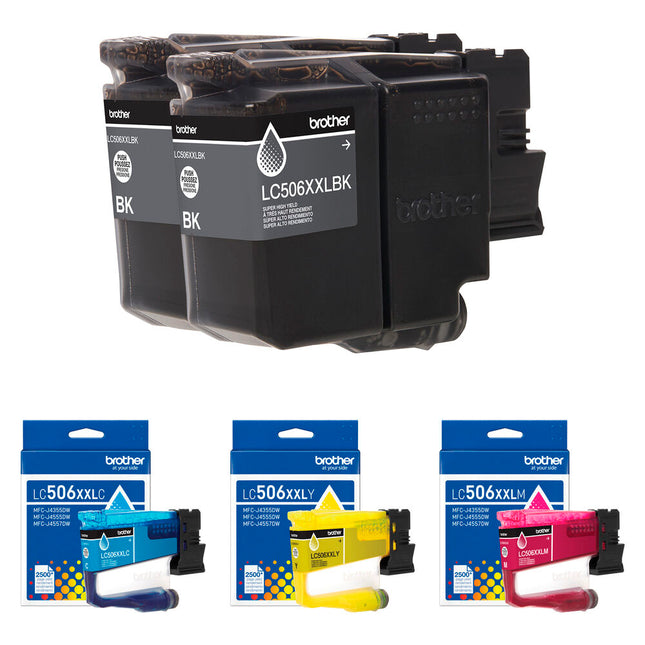 Brother LC506XXL Kit Cartuchos Super Alto Rendimiento CMY y Negro para Impresoras MFC-J4355DW J4555DW J4557DW