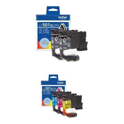 Brother LC501XL Kit Cartuchos de Tinta Alto Rendimiento para Impresoras MFC-J1260W MFC-J1360DW MFC-J1410DW