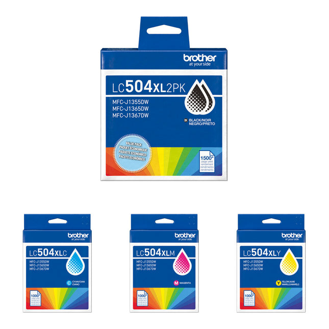 Cartuchos de tinta Brother LC504XL kit CMY y 2 negros para impresoras INKvestment