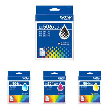 Cartuchos de Tinta Brother LC504XL Kit Alta Capacidad CMY y Negro para Impresora INKvestment