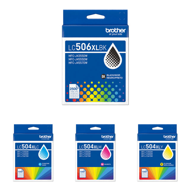 Cartuchos de Tinta Brother LC504XL Kit Alta Capacidad CMY y Negro para Impresora INKvestment