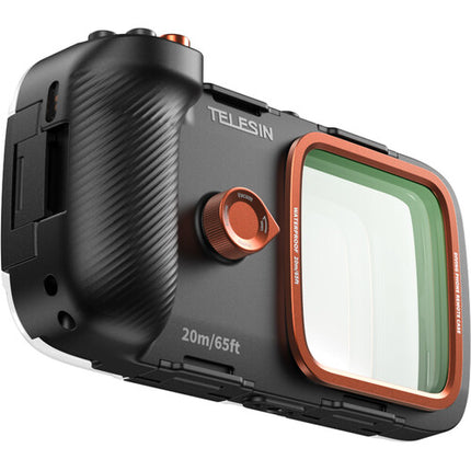 TELESIN Funda Sumergible para Smartphone 5.4-6.9" con Control Remoto Bluetooth y Bomba de Vacío