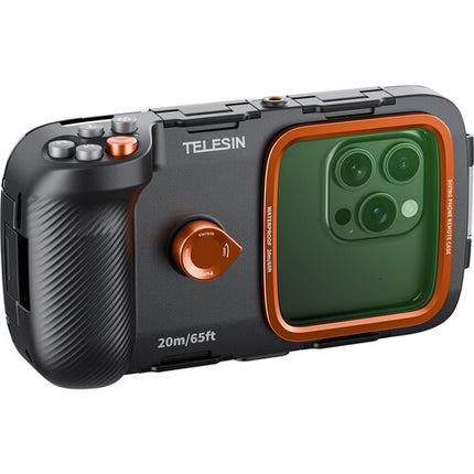 TELESIN Funda Sumergible para Smartphone 5.4-6.9" con Control Remoto Bluetooth y Bomba de Vacío