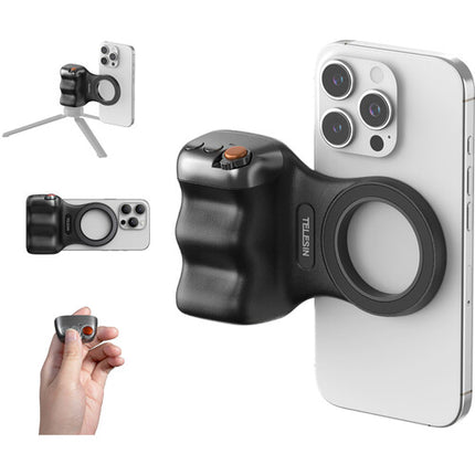 TELESIN Fun Shot Magnetic Grip Negro Empuñadura Ergonómica con Batería Recargable USB-C