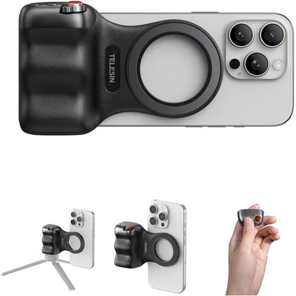TELESIN Fun Shot Magnetic Grip Negro Empuñadura Ergonómica con Batería Recargable USB-C