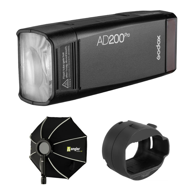 Godox AD200PRO Flash de Bolsillo con Cabezas Speedlite y Bulb 20" Softbox Kit