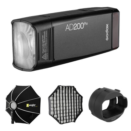 Godox AD200PRO Flash de Bolsillo Kit con Softbox 24 Pulgadas y Modificador de Rejilla