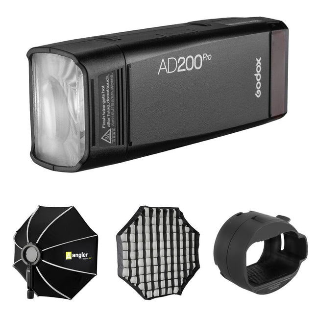 Godox AD200PRO Flash de Bolsillo Kit con Softbox 32 Pulgadas y Grid