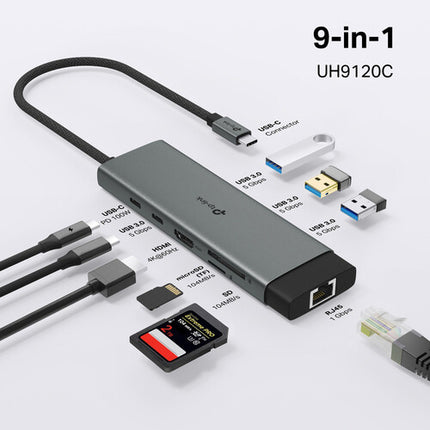 TP-Link UH9120C USB-C Hub 9 en 1 HDMI 4K 60Hz USB-C 100W PD