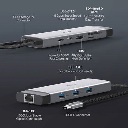 TP-Link UH9120C USB-C Hub 9 en 1 HDMI 4K 60Hz USB-C 100W PD