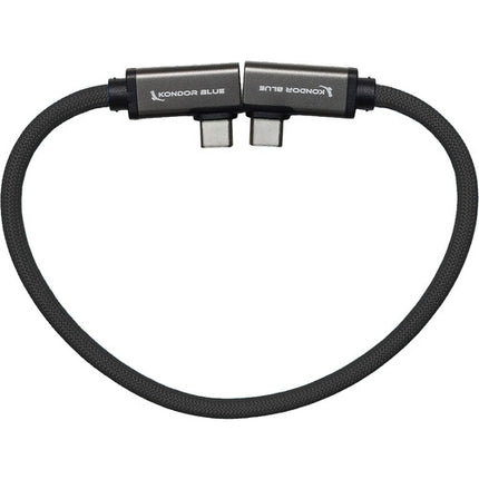 Kondor Blue Cable USB-C 3.1 Gen 2 Dual Ángulo Derecho 12" 10 Gb/s 8K Thunderbolt 3