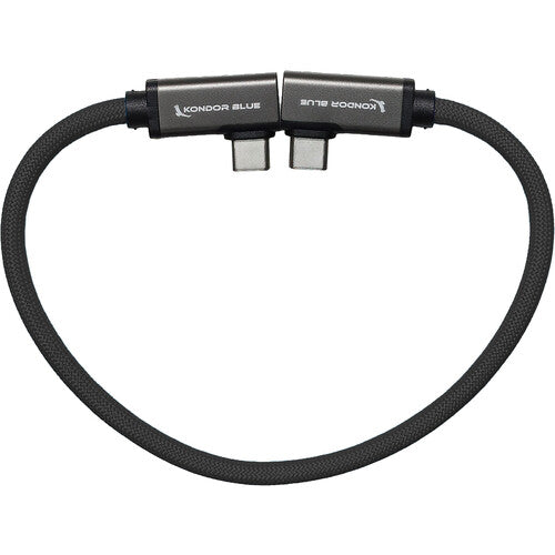 Kondor Blue Cable USB-C 3.1 Gen 2 Dual Ángulo Derecho 12" 10 Gb/s 8K Thunderbolt 3