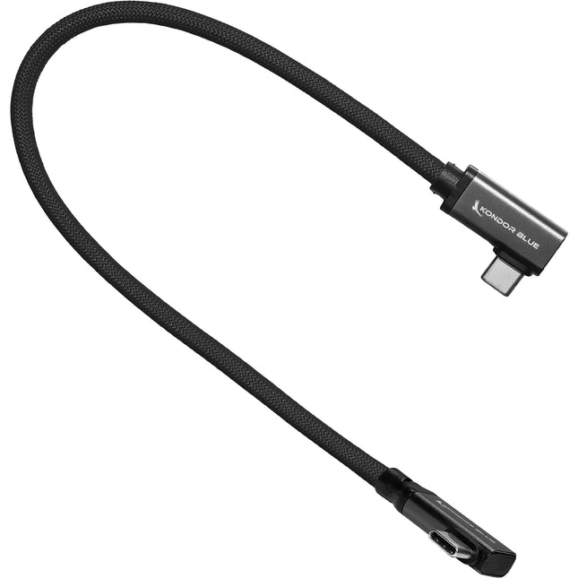 Kondor Blue Cable USB-C 3.1 Gen 2 Dual Ángulo Derecho 12" 10 Gb/s 8K Thunderbolt 3