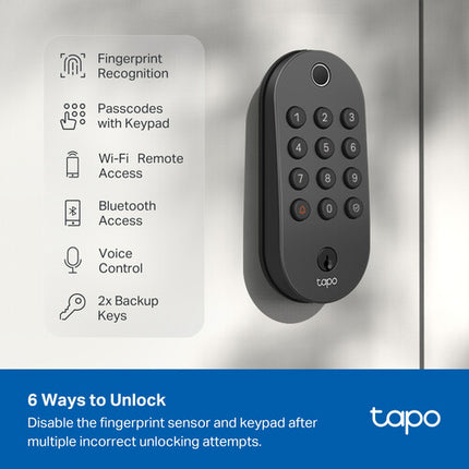 TP-Link Tapo DL105 Cerradura Inteligente Wi-Fi Batería 7800mAh IP54