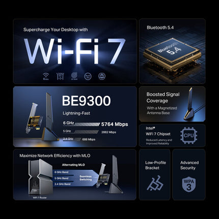 TP-Link Archer TBE553E BE9300 Adaptador PCIe Wi-Fi 7 Tri-Banda 9334 Mb/s Bluetooth 5.4
