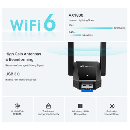 TP-Link Archer TX30U Plus AX1800 Adaptador USB Wi-Fi 6 Dual Band 1775 Mb/s