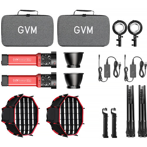 GVM PD60C RGB Luz LED de Bolsillo Kit 2 Luces 6280 Lux Softbox y Trípodes 82.7 pulgadas